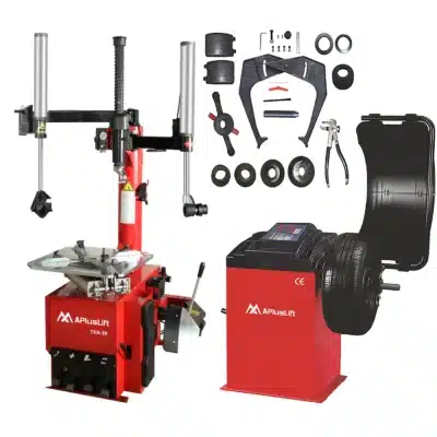 APlusLift THA-28 Tire Wheel Changer and WBS-500 Tire Wheel Balancer with 2 HP and Wheel Hood Protector Combo New Intergrated Power Unit 3 Year Warranty